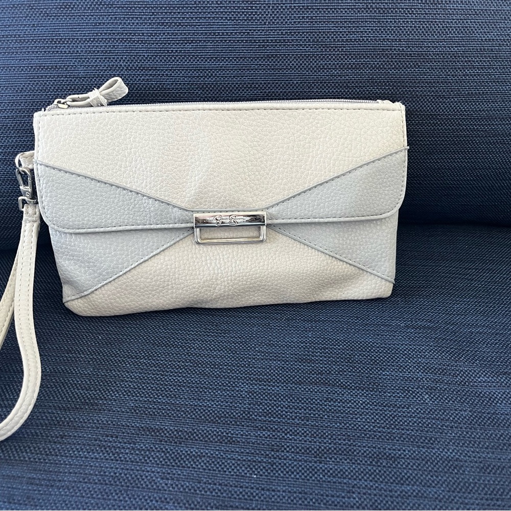 Jessica Simpson Cream and Gray Clutch
